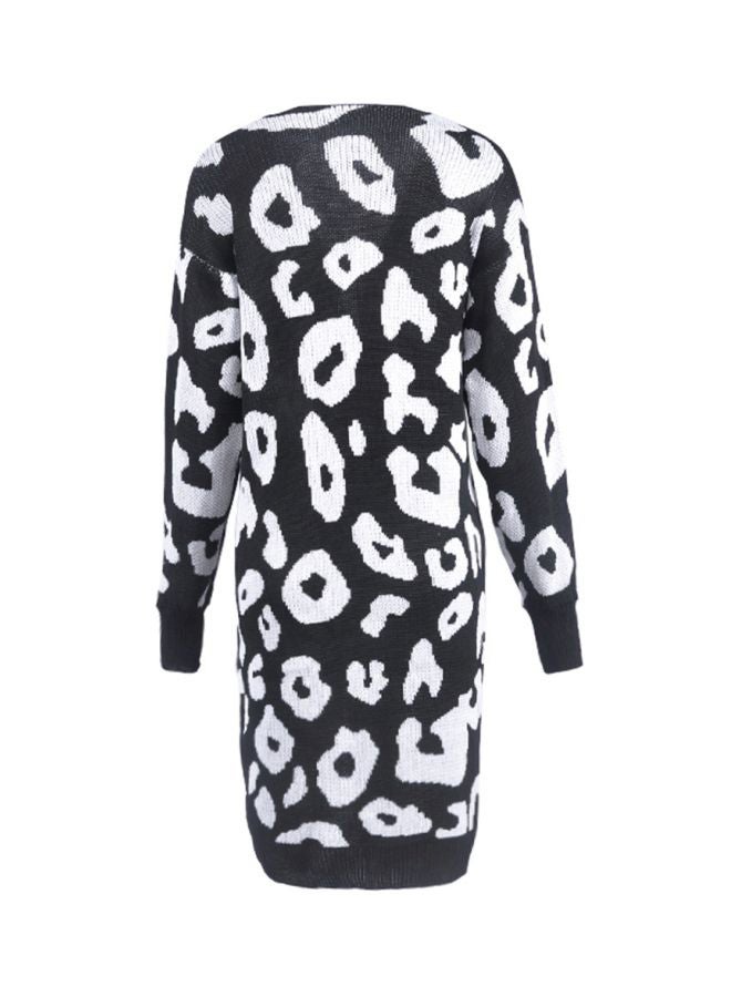 Generic Leopard Skin Printed Knitted Cardigan Black/White  - Image 2