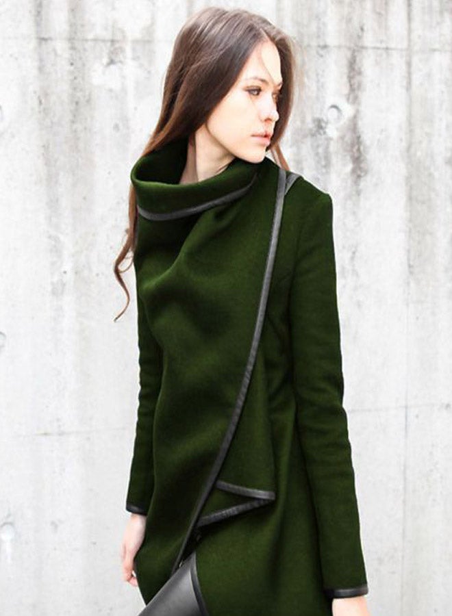 Solid Temperament Overcoat Dark Green - Image 4