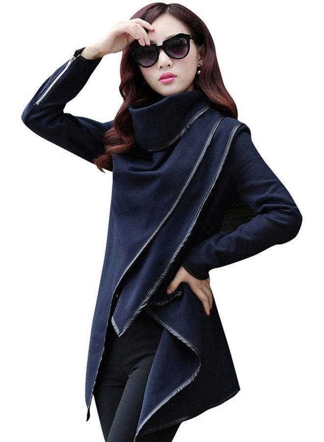 Solid Temperament Overcoat Dark Blue - Image 3