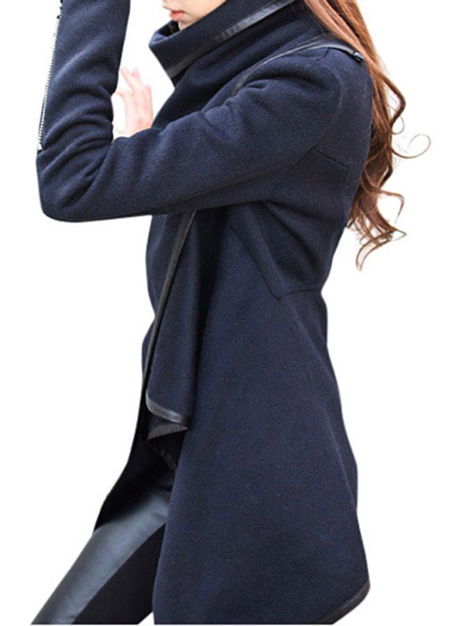 Solid Temperament Overcoat Dark Blue - Image 4