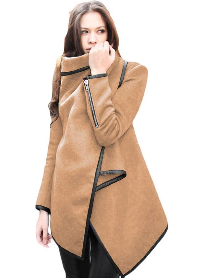 Solid Temperament Overcoat Brown  - Image 1
