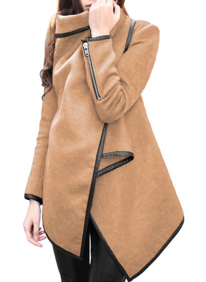 Solid Temperament Overcoat Brown  - Image 2