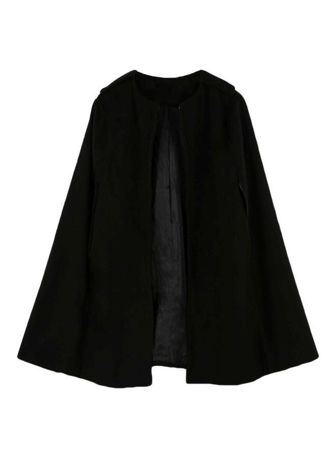 Solid Cape Coat Black - Image 1