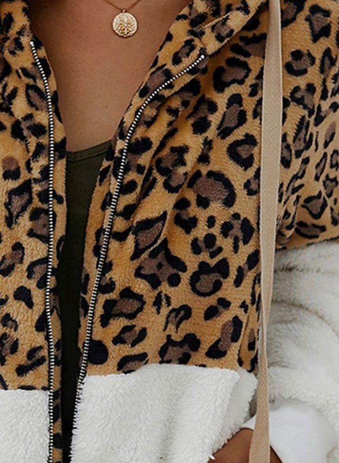 Generic - Leopard Printed Zip Through Hoodie White/Black/Brown - Image 1
