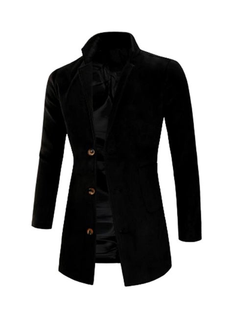 Button Detailed Coat Black