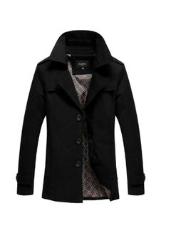 Lucky Button Detailed Coat Black  - Image 1