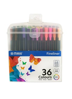 Maxi 36-Piece Triangular Fine Liner In A Plastic Box Green/Blue/Pink  - Image 1