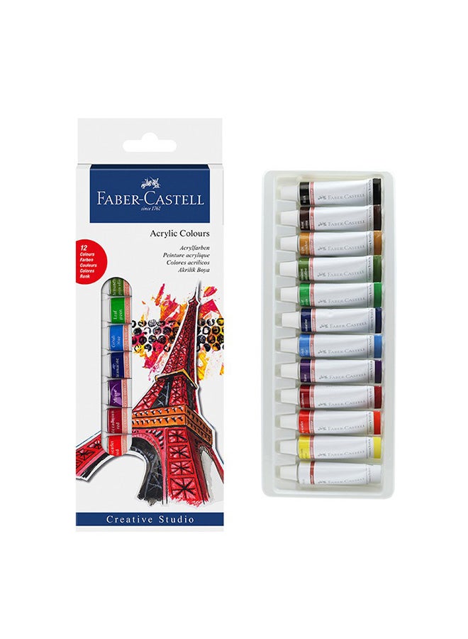 12-Piece Acrylic Colour Multicolour