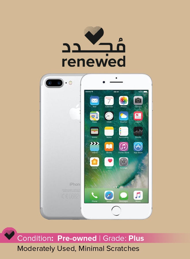 ابل  مُجدد - هاتف آيفون 7 بلس مع تطبيق فيس تايم وذاكرة داخلية سعة 128 جيجابايت ويدعم تقنية  4G LTE، لون فضي - Image 1