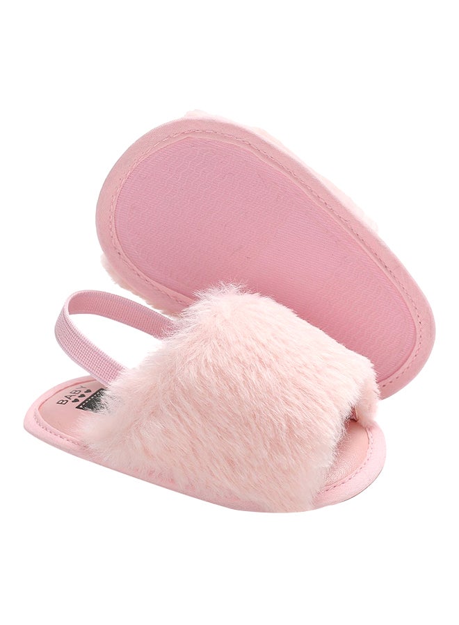 Infants Fur Slingback Bedroom Slippers Pink - Image 1