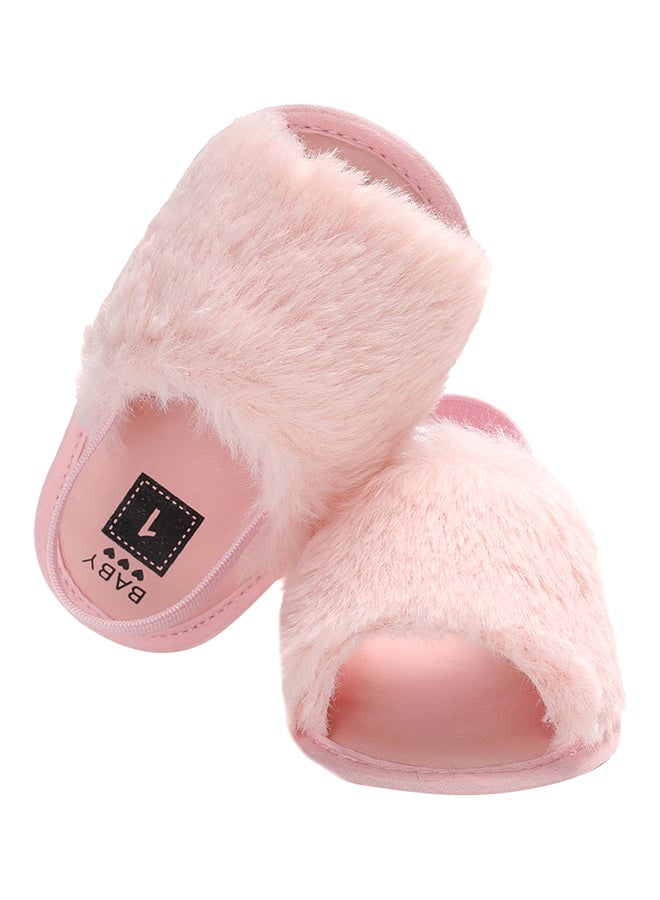 Infants Fur Slingback Bedroom Slippers Pink - Image 2