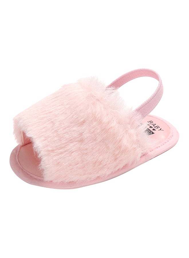 Infants Fur Slingback Bedroom Slippers Pink - Image 3