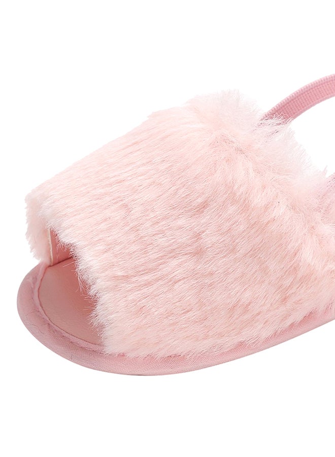 Infants Fur Slingback Bedroom Slippers Pink - Image 4