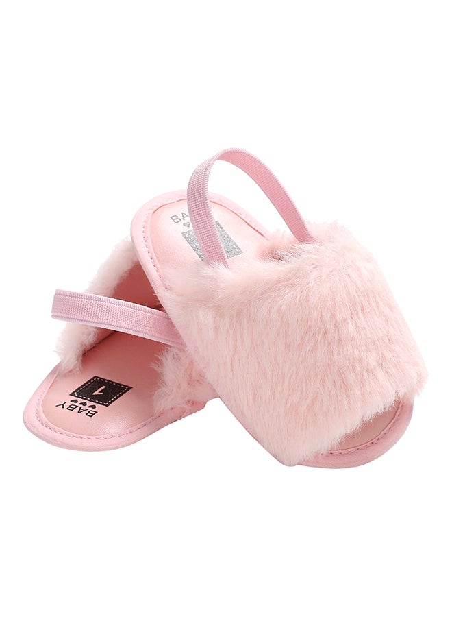 Infants Fur Slingback Bedroom Slippers Pink - Image 5