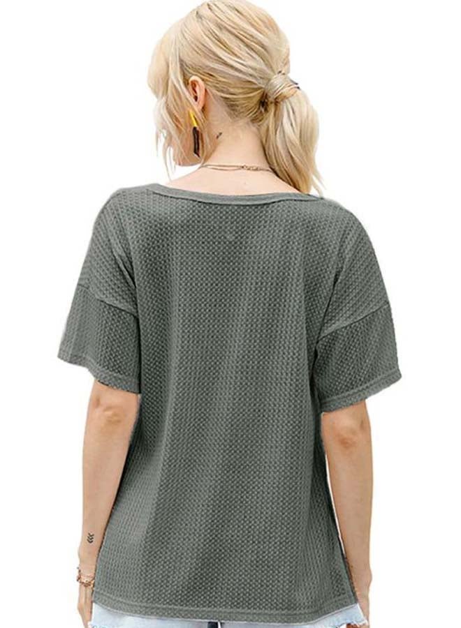 Printed Pocket Detailed T-Shirt Grey - Image 2