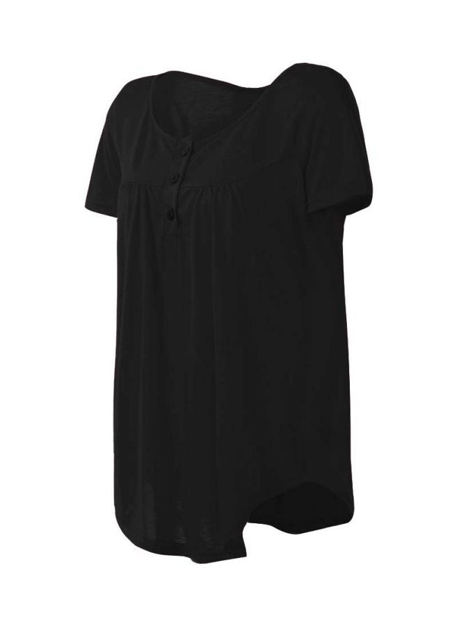 Solid Button Detailed Blouse Black  - Image 4
