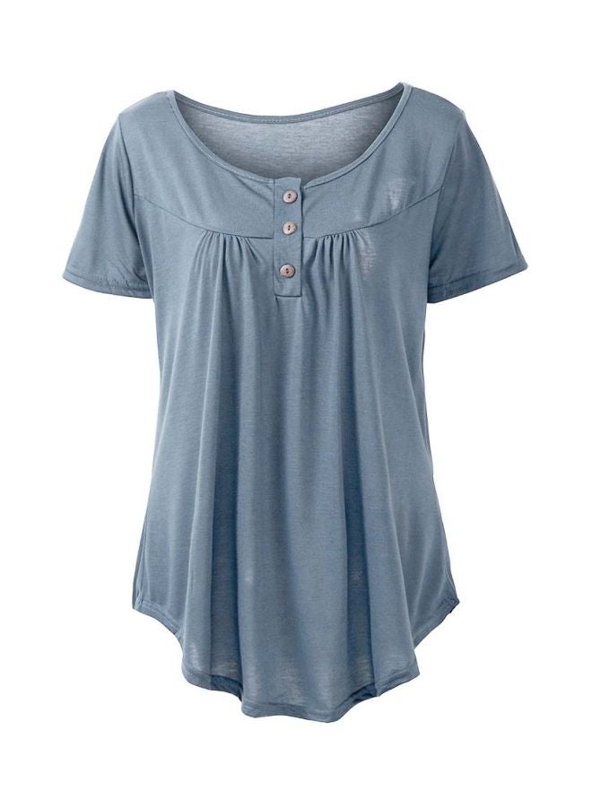 Solid Button Detailed Blouse Grey - Image 1