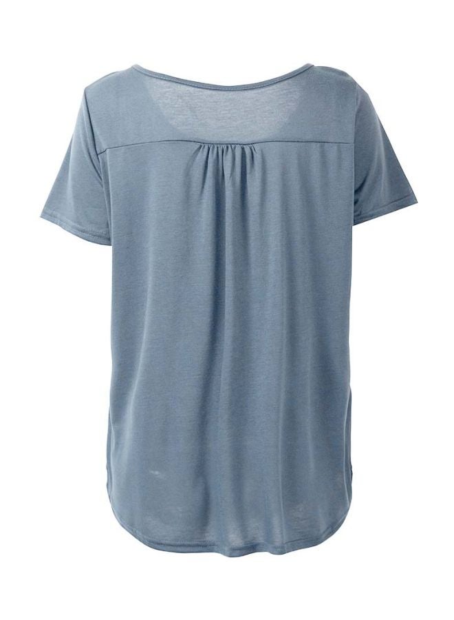Solid Button Detailed Blouse Grey - Image 2