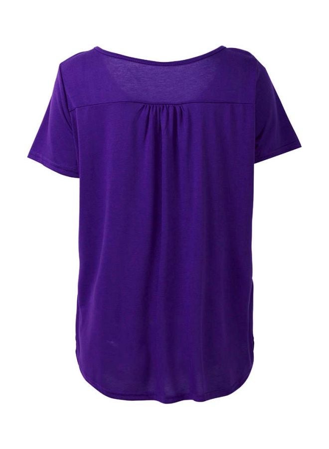 Generic - Solid Pleated Blouse Purple - Image 1