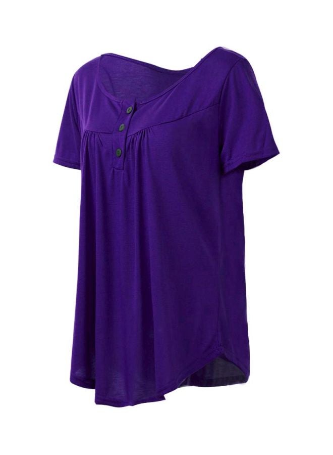 Generic - Solid Pleated Blouse Purple - Image 1