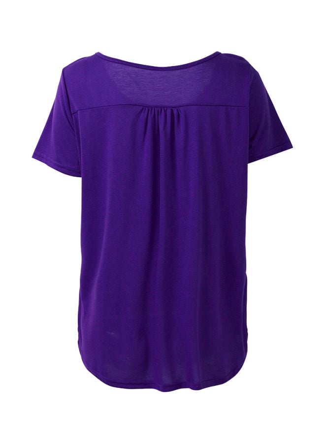 Generic - Solid Pleated Blouse Purple - Image 1