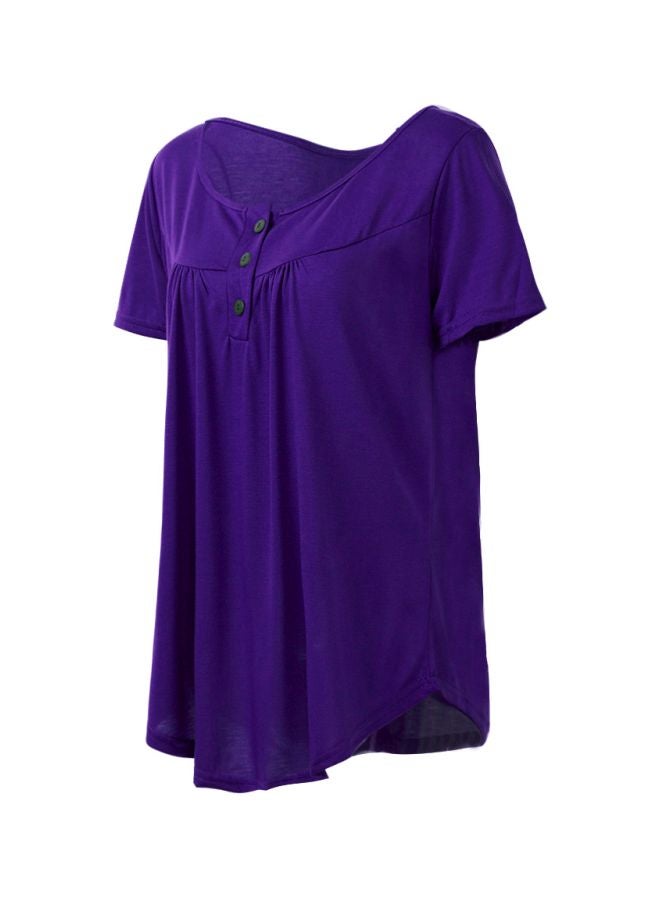 Generic - Solid Pleated Blouse Purple - Image 1