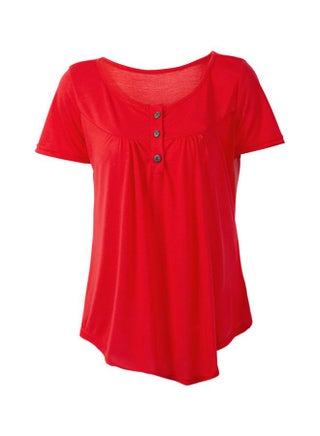Solid Pleated Blouse Red - v1603192521/N40619703V_1