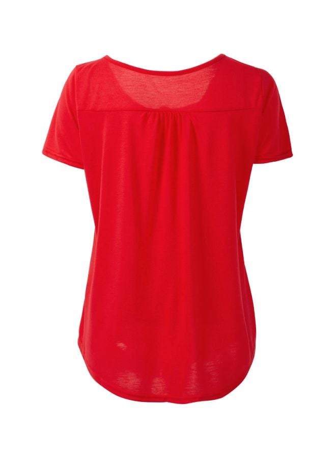 Generic - Solid Pleated Blouse Red - Image 1