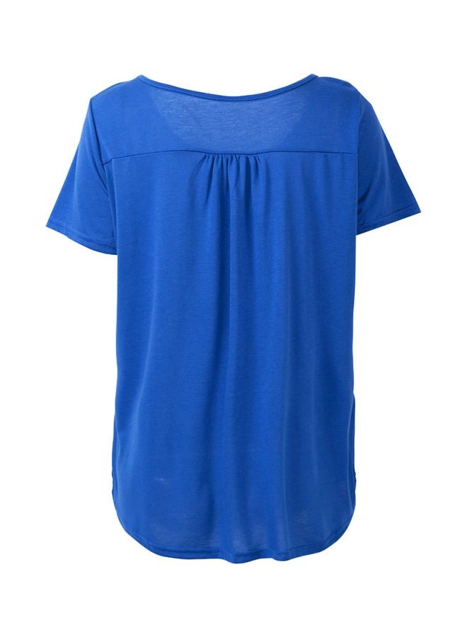 Solid Pleated Blouse Royal Blue