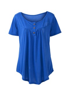 Solid Pleated Blouse Royal Blue