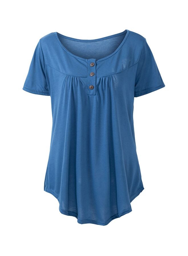 Generic - Solid Pleated Blouse Blue - Image 1