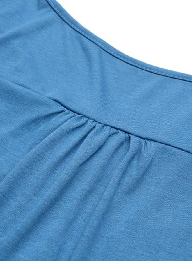 Generic - Solid Pleated Blouse Blue - Image 1