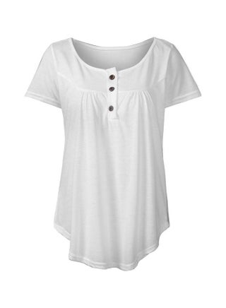 Solid Pleated Blouse White - v1603192550/N40619729V_1