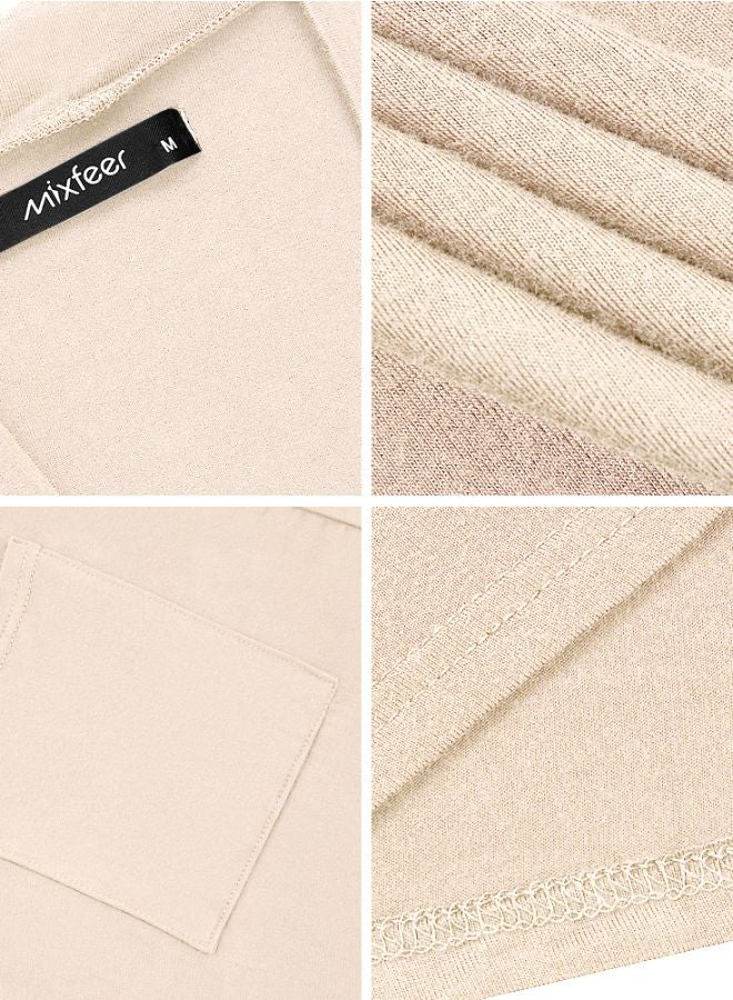 Generic Knitted Draped Cardigan Beige  - Image 3