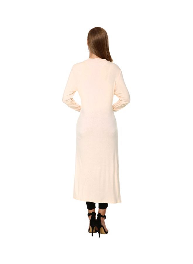 Generic Knitted Draped Cardigan Beige  - Image 2