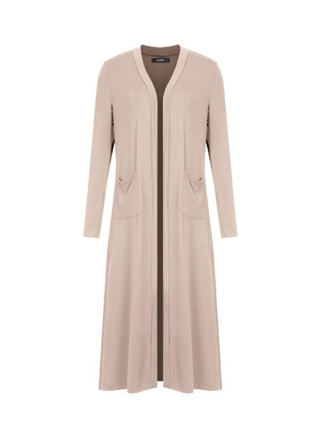 Generic Knitted Draped Cardigan Beige  - Image 5