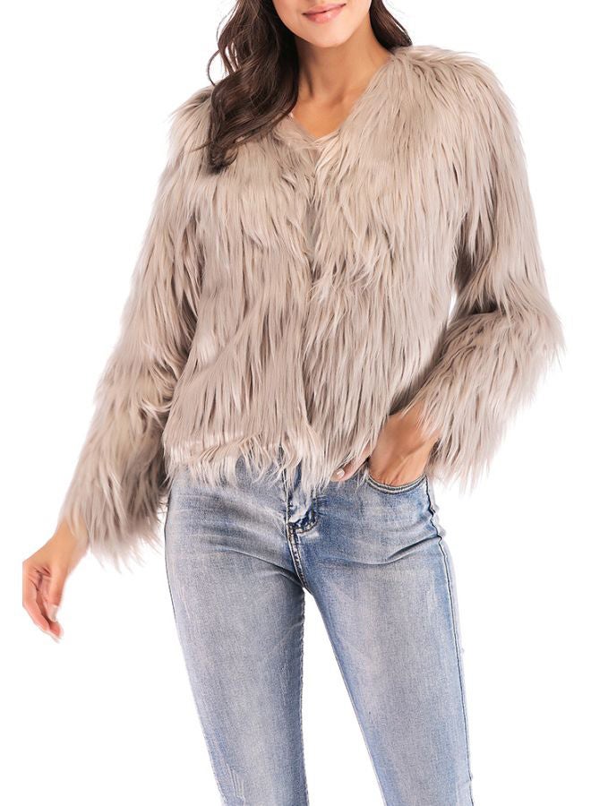 Fluffy Jacket Khaki - Image 5