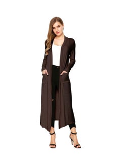 Generic Knitted Draped Cardigan Coffee  - Image 1