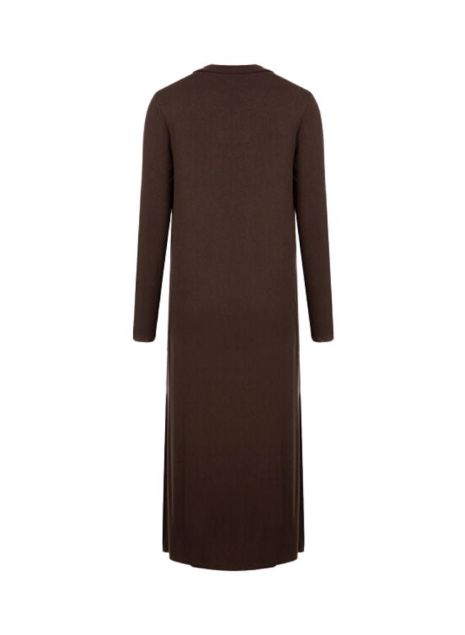 Generic Knitted Draped Cardigan Coffee  - Image 2