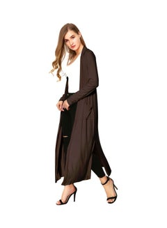 Generic Knitted Draped Cardigan Coffee  - Image 4