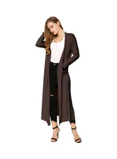 Generic Knitted Draped Cardigan Coffee  - Image 3