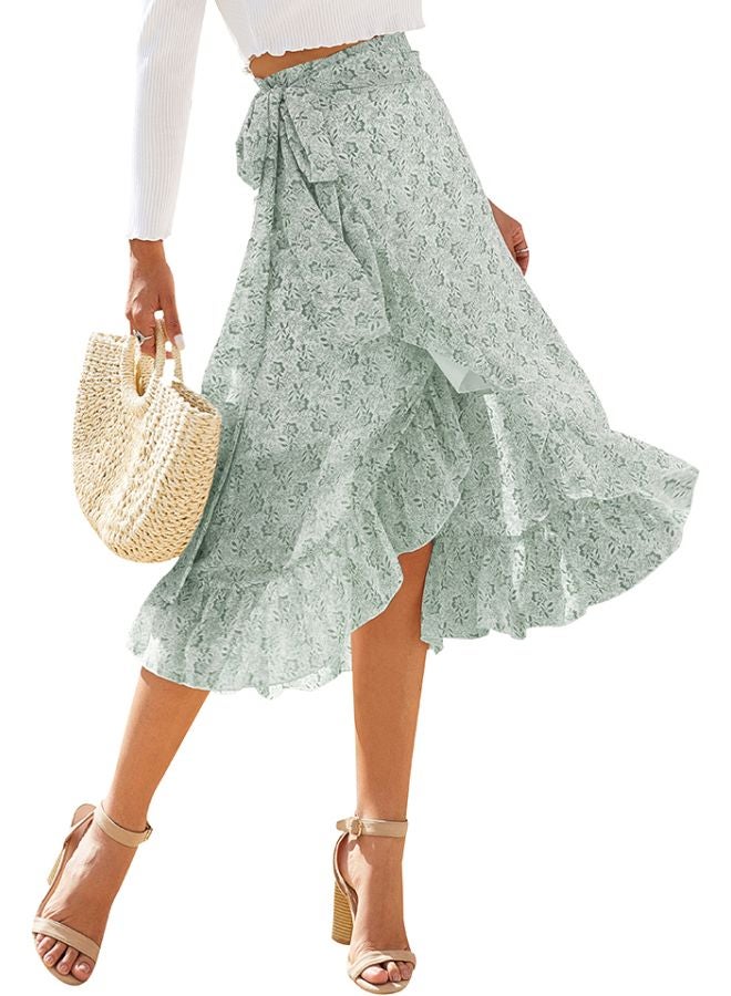 Floral Printed Skirt Green - Image 2