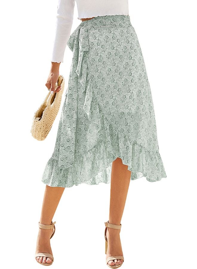 Floral Printed Skirt Green - Image 3