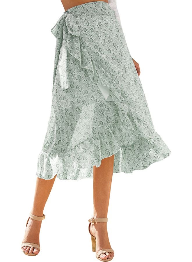 Floral Printed Skirt Green - Image 4