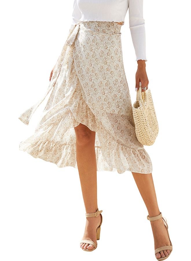 Floral Printed Skirt Beige - Image 3