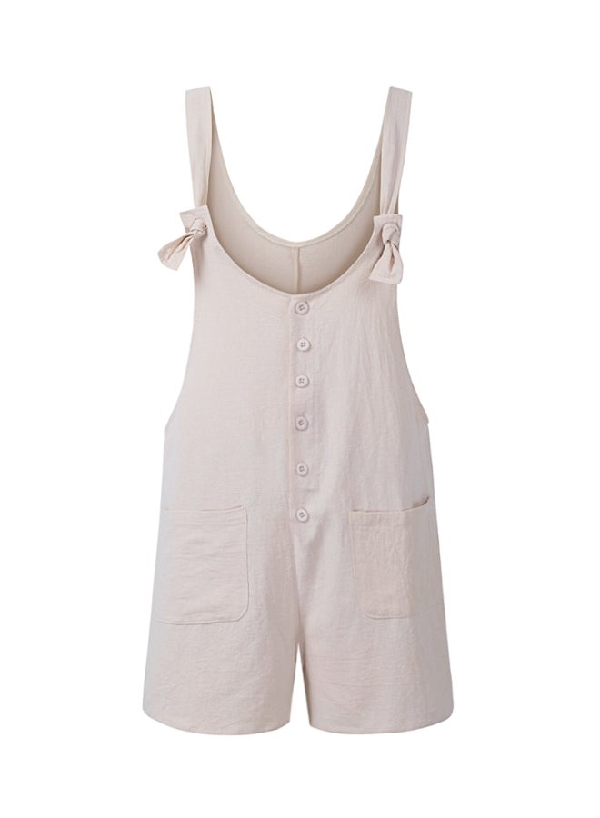 Solid Cotton Jumpsuit Khaki  - Image 1