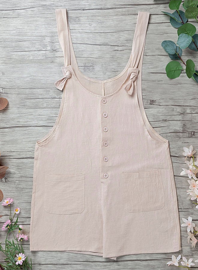 Solid Cotton Jumpsuit Khaki  - Image 3