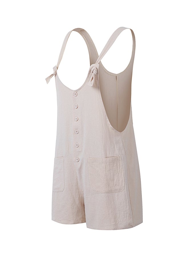 Solid Cotton Jumpsuit Khaki  - Image 2