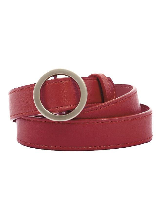 Round Slide Buckle Belt Burgundy/Silver  - Image 1