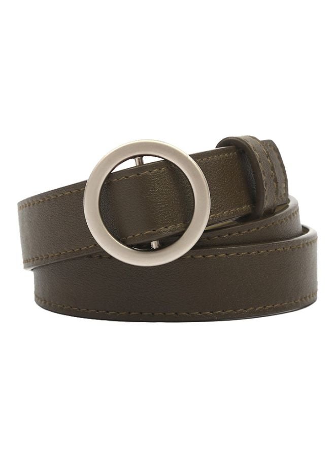 Round Slide Buckle Belt Dark Grey/Silver - Image 1